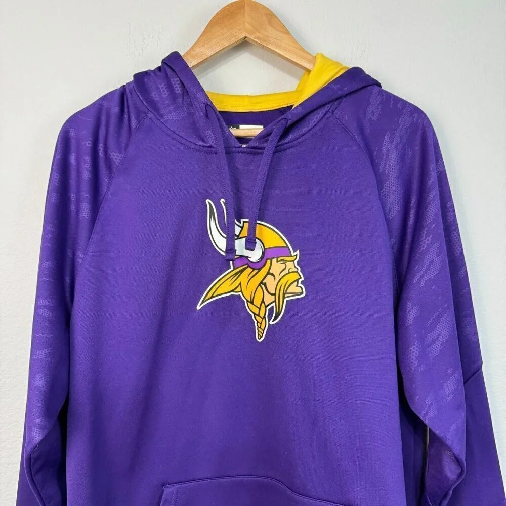 NFL Team Apparel Mens Minnesota Vikings Pullover Long Sleeve Hoodie Purple Large